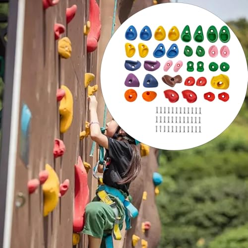 36x Rock Climbing Wall Holds Set, PP Climbing Grips with Screws, Easy Install Training Equipment for Kids Indoor/Outdoor Backyard Gym, Multi Size 7-14.5cm (2.76-5.71 inch)