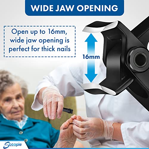 15mm Wide Jaw Stainless Steel Nail Clippers - Men & Women - Black Mini | Toenail clippers and fingernail clipper with nano fiber file, manicure pedicure set for adults, compact travel grooming tool - size: Medium