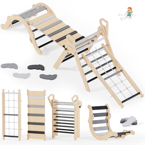 10-in-1 Pikler Triangle Set, Climbing Toys for Kids Grey Twilight - color: Grey Twilight