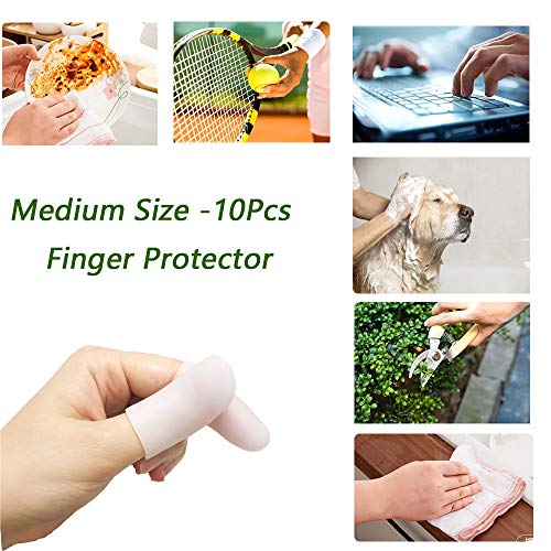 Kris-kikomy Gel Finger Protectors Finger Caps Silicone Fingertips Protection - Finger Cots Great for Trigger Finger, Finger Arthritis, Finger Cracking and Other Finger Pain Relief (Medium) - size: Medium (Pack of 10)