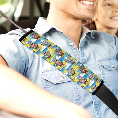 Universal Soft and Comfortable Beach Funny Cat Seat Belt Shoulder Pad for Girls and Boys, Most Cars, 2 Pack Seat Belt Covers Cushion Shock Absorption - color: Pattern 216