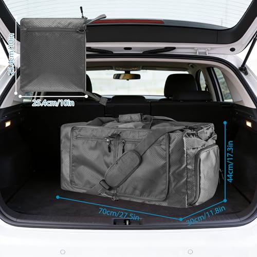 60L Duffle Bag with Shoes Compartment - Foldable&Large Capacity Travel Duffel Bags, Lightweight & Water-Resistant Gym Bag - Dark Gray - color: 28L - Dark Grey