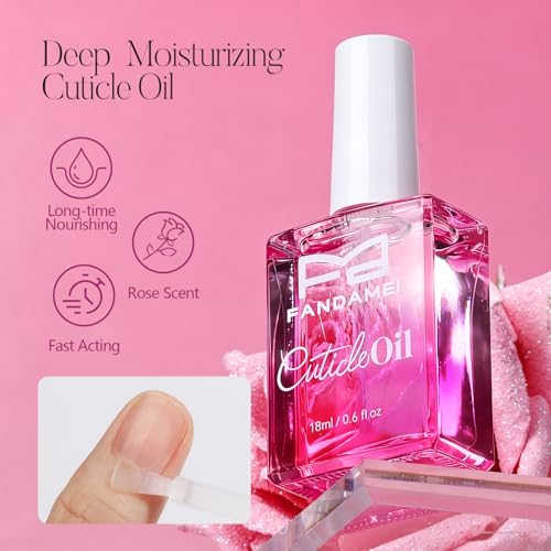 FANDAMEI Cuticle Remover Kit, Cuticle Remover & Oil, Professional Manicure Kit for Women with 50 PCS Lint Free Wipes, Steel Nail Pusher & Fork, Nail Files and Buffers, Manicure Tools Set for Nail Care