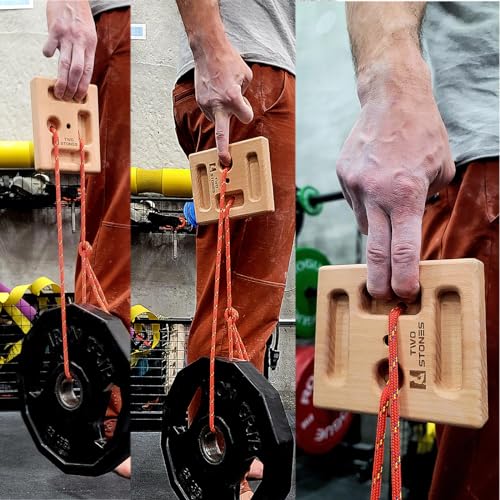 TWO STONES Rock Climbing Training Pinch Block, Finger Grips Hanging Pinch Grip with Edges and Pockets