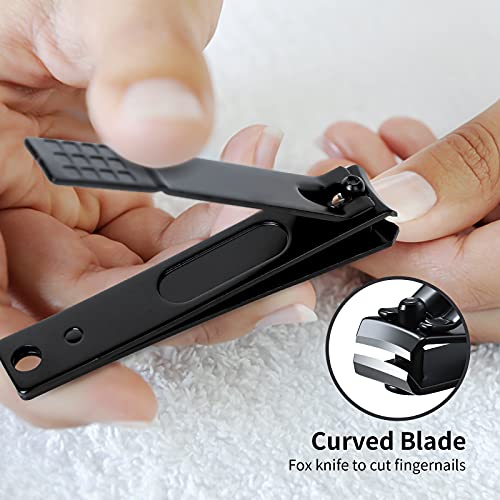 Aogeili Nail Clippers Set, Sharp Stainless Steel Fingernail Clipper & Toenail Clippers, Black Nail Cutter，Perfect 3 PCS Black Nail Cutter for Men/Women/Kids, Set Include Nail File - size: Large/Small/File
