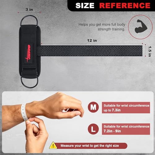 Lifting Straps With D Ring for Weightlifting, Cable Machine, Comfortable Wrist Brace Enhanced Grip for Gym Wrist Straps for Men Woman - size: M