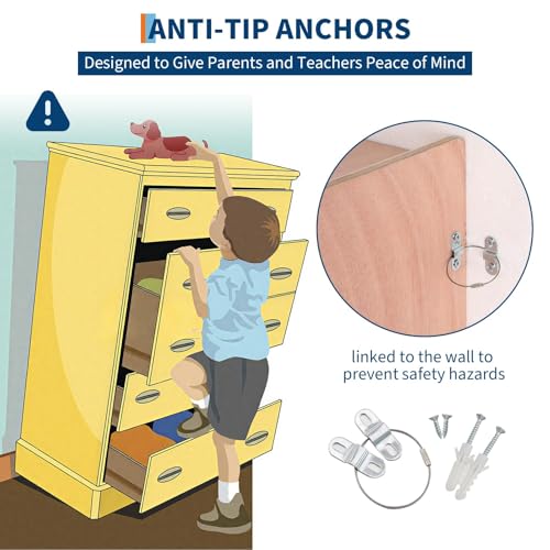 Garvee Mobile Storage Cabinet,Storage Block Cubby with 5 Anti-Flip Fittings, 4 Castors and 2 Boxes for Home, School, Kindergarten, Natural - size: 20 Cubbies
