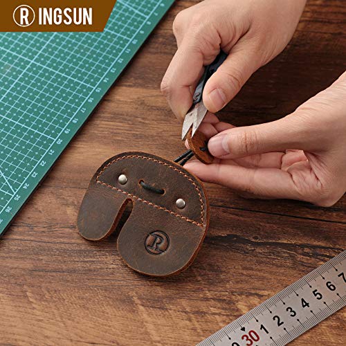 Leather Archery Finger Tabs,Handmade Archery Finger Guard for Shooting Practice Gear, Recurve Bow Fingers Tab - color: Left