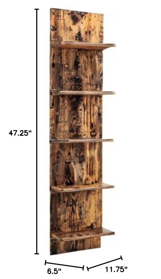 Danya B. Decorative Wall Mount Vertical Shelving Unit – Modern 5-Tier Column Shelves – Pine Grain Finish
