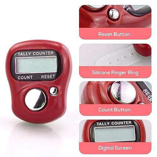 Sewery Electronic Finger Tally Counter 7-Pack, Mini LCD Digital Display Tally Counter, Handheld Counter Clicker Pitch Counter for Coaching, Knitting, Lap, Fishing, Golf and Row