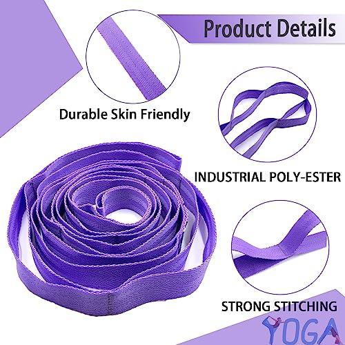 Stretching Strap Yoga Strap with Loops, Stretch Straps for Physical Therapy, Non-Elastic Exercise Strap for Pilates, Dance and Gymnastics with Workout Guide - color: Purple
