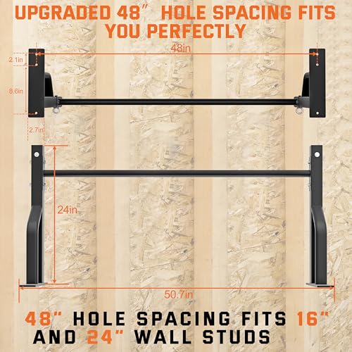 2026 Upgrade Pull Up Bar Wall Mounted - 600 lbs Heavy Duty Strength Training Pull-Up Bars, Ideal Rogue Pull Up Bar for Home and Commercial Gym, Easy Installation Chin Up Bar, Versatile Garage Pullup Bar - color: Black
