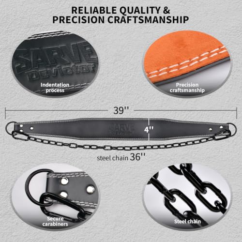 Weight Lifting Dip Belt with 36 Inch 6mm Thick Steel Chain for Weight Lifting, Pull Ups, Squats, Bodybuilding Training - color: Black