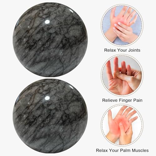 Baoding Balls Hand Therapy Balls, Dark Grey, 1.57 inch, 2 Pack | Stress Relief, Hand Exercise, Arthritis, Chinese Massage Ball Set, Storage Bag Included - color: Dark Grey, size: Medium-1.57"