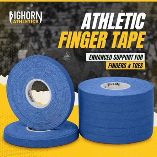 Bighorn Athletics Jiu Jitsu Finger Tape | Residue-Free Athletic Finger Tape for Sports & Injuries: Rock Climbing, Volleyball, Football, Basketball, Hands & Toes | 0.3-Inch x 45-feet, 8-Rolls, Blue | For Jiu Jitsu, Rock Climbing, Volleyball, Football, Hand
