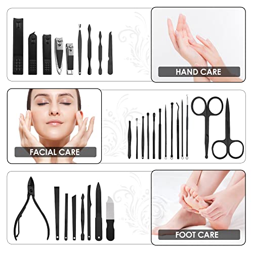 WOAMA 30-Piece Manicure Set Pedicure Kit Professional Nail Clipper Set Stainless Steel Manicure Kit Nail Kit for Women Men - Black - color: Black