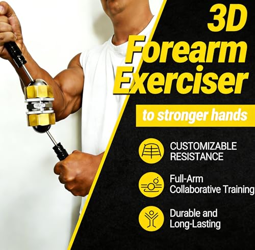 3D Forearm Exerciser,Adjustable Resistance Arm Exerciser, Precisely Targets Hand Grip Strength,Forearm, Wrists and Shoulder Muscles, Portable Home Forearm Workout 1