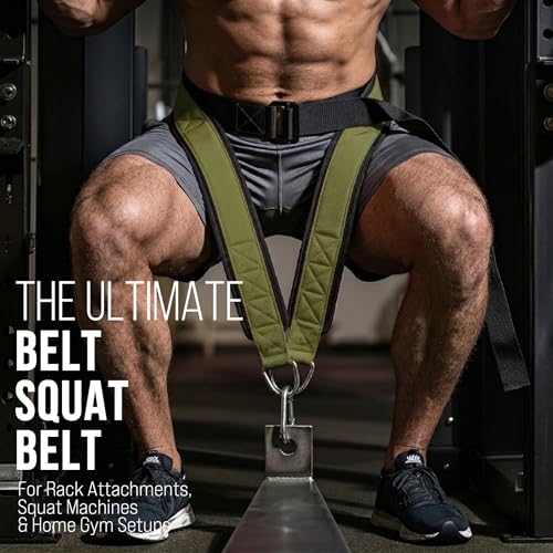 Heavy-Duty Belt for Belt Squats, Weight Training Rack Attachment, Squat Machine Accessory, Strength Training Equipment - color: Green