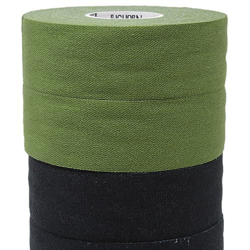 Bighorn Athletics Boxing Tape 1" × 45ft, 6 Rolls, Military Green & Black | Extra sticky 1" athletic tape for boxing & hand wrapping. Strong adhesive, EZ-tear. Protects knuckles, no residue on skin. - color: Military Green & Black