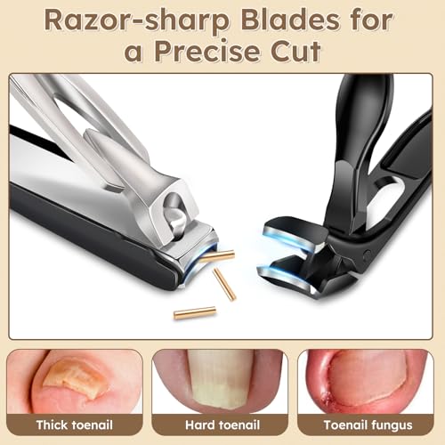 Nail Clippers Set of 2, Large Heavy Duty Fingernail Clippers with Catcher Long Handle, Angled Head Toe Nail Clippers for Thick Nails for Seniors, Sharp Wide Jaw Opening Toenail Clippers for Men Women - style: Modern