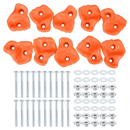 PATIKIL Rock Climbing Holds, Climbing Rock Wall Grips Play Set - color: Orange Red, size: A-Large