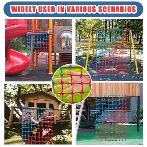 Climbing Cargo Net, Polyester Playground Climbing Net, Heavy Duty Large Military Climbing Net for Kids Outdoor, Kids Safety Protection Net, Rope Ladder, Jungle Gyms, Swingset, Treehouse - size: 4ft x 8ft
