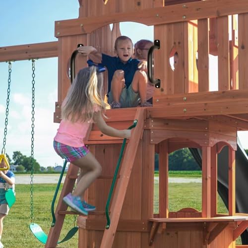 ESPETS 4 Pack of 10 Inch Black Metal Outdoor Playground Handles | Rust-resistence Metal Playset Accessories, Playhouse ladder handles, Indoor Monkey Bars, Treehouse, Climbing walls handles - color: Black