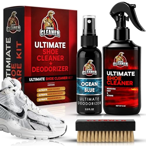 Combat Cleaner Shoe Cleaning Kit – Complete Sneaker Care Solution for Leather, Suede, Canvas, Mesh, Nubuck & More - color: Shoe Cleaner + Deodorizer
