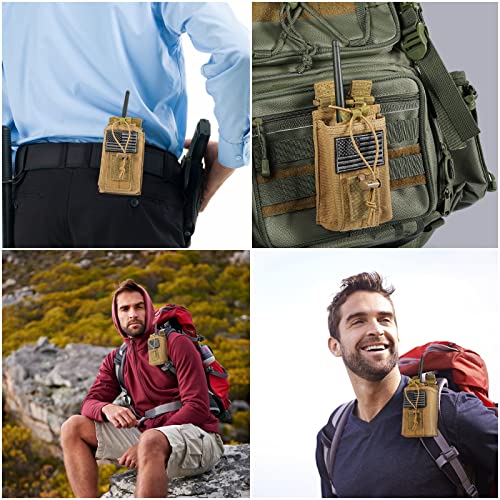FRTKK Tactical Radio Holder Radio Holster Molle Radio Pouch Universal Radio Case Military Heavy Duty Radio Bag for Police Firefighter Two Ways Walkie Talkies Vest (Tan) - color: Tan