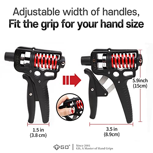 GD Grip Strength Trainer (Premium Adjustable Grip Strengthener for Forearm Training) Wrist and Forearm Strengthener