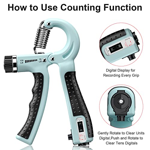 KDG Hand Grip Strengthener 2 Pack Adjustable Resistance 10-130 lbs Forearm Exerciser，Grip Strength Trainer for Muscle Building and Injury Recovery for Athletes - color: Deep Blue