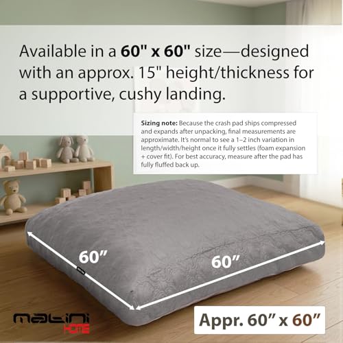 Matini Home 60" X 60" - High-Density Foam Crash Pad with Cover Foam Blocks, Professional Gymnastics Equipment for Impact Support, Jumping and Lounging - Grey Pattern - color: Grey Pattern 60" X 60"
