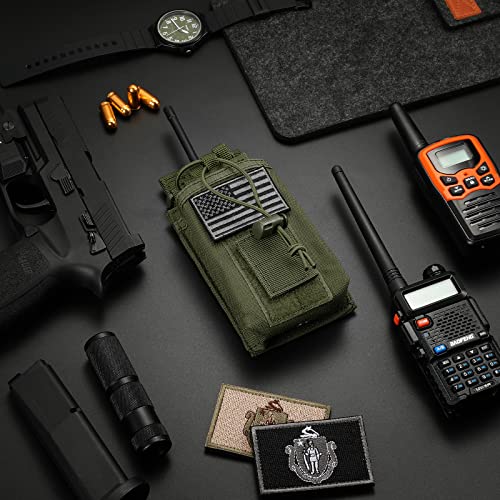 FRTKK Tactical Radio Holder Radio Holster Molle Radio Pouch Universal Radio Case Military Heavy Duty Radio Bag for Police Firefighter Two Ways Walkie Talkies Vest (Army green) - color: Army green