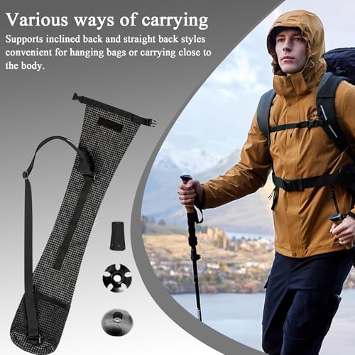 Trekking Pole Carrying Bag Adjustable Shoulder Strap Design Waterproof | Portable Lightweight Multi-Functional for Mountaining Backpacking Camping