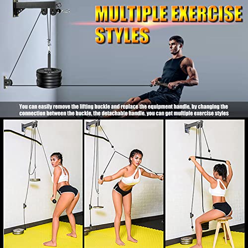 MARSAFIT Fitness Wall Mount Pulley System, Weight Cable Pulley System for Gym, LAT Pull Down and Low Row Cable Machine, Cable Station Equipment