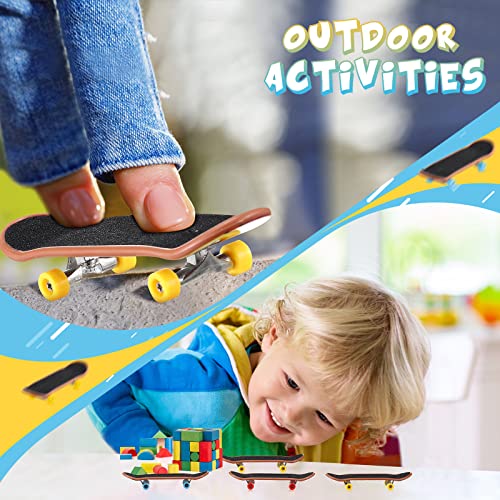 Civaner 10 Pack DIY Kids Finger Skateboard Set with Box and Replacement Accessories Mini Collectible Fingerboard Toy Kit School Gifts for Kids Children Fingers Skater(Graphic)