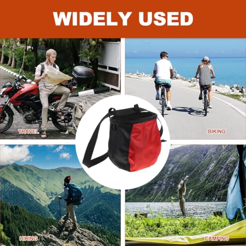 Adjustable Waist Outdoor Anti-Slip Chalk Powder Storage Pouch for Bouldering Training Climbing Red Black