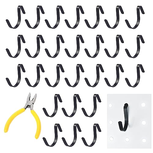 Pegboard J Hooks Black 80pcs Peg Board Metal Tool Hangers for Garage Craft | 1/4" Pegboard Accessories, Stainless Steel Hooks with A Small Plier, Adjustable J Hook for Slot Panels, Wire Shelves, Racks - style: 80pcs Black J Hooks