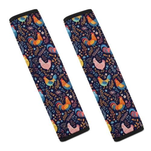 1 Pair Universal Soft and Comfortable Seat Belt Shoulder Pad for Adult Use, Stroller Pushchair High Chair, Chicken Floralpattern Neck Strap Covers, Anti-Slip Pad - color: Pattern 1204