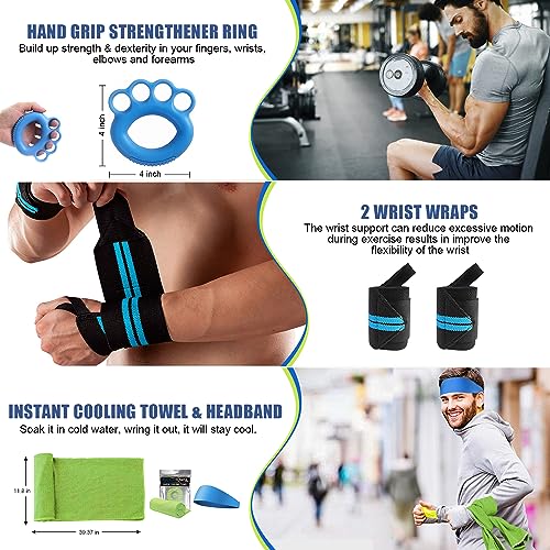 23Pcs Resistance Bands Set Workout Bands, 5 Stackable Exercise Bands with Handles, 5 Resistance Loop Bands, Jump Rope, Figure 8 Resistance Bands, Headband, Cooling Towel | 5 Exercise Bands with Handles, 5 Resistance Loop Bands, Jump Rope, Figure 8 Resista
