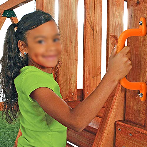 Dolibest 8-Pack Safety Handles for Swing Sets & Playsets - Monkey Bars with Anti-Skid Grip with Finger Indentations, Plastic Grab Handles, Easy Mounting for Climbing Frames, Playhouses, Treehouses - color: Orange-8pcs