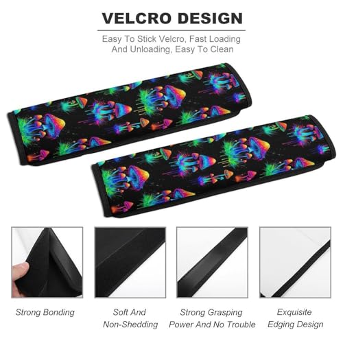 2 Pack Mushroom Graffiti Car Seat Straps Shoulder Pads Universal Fit Neck Strap Covers for Adults and Children, All Vehicles, Pressure Relief - color: Pattern 591