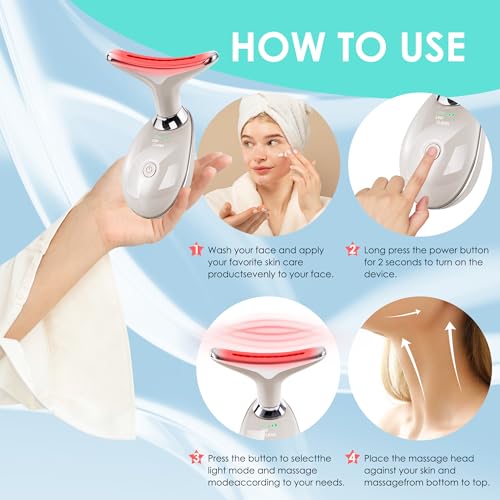Facial Massager Red-Light-Therapy-for-Face and Neck, Face 𝖲 culpting Wand with 7 Color (Champagne) - color: Champagne