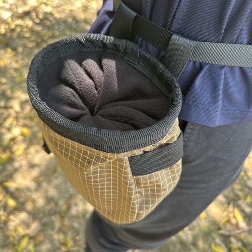 Climbing Chalk Bag with Zipper Pocket Climbing Chalk Bag Pouch with Waist Belt for Bouldering Weightlifting Powerlifting Gym Workout - color: Brown