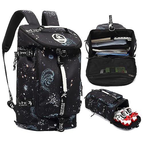 gym duffel bag backpack wrestling bag with shoe compartment 4 kinds of back method waterproof sports walking laptop - color: A-starry Sky