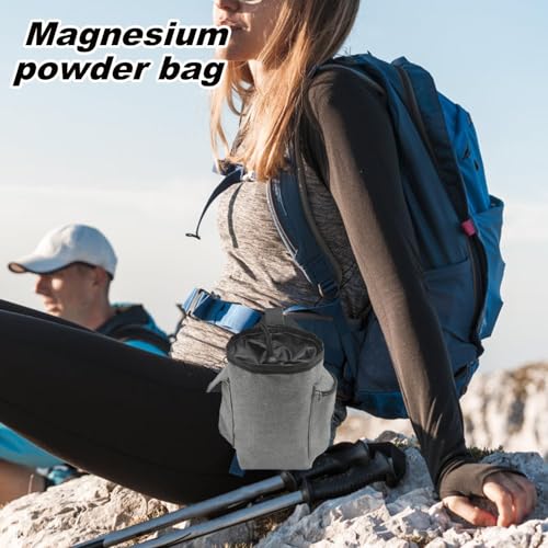Rock Climbing Chalk Bag Adjustable Belt Gear Equipment | Chalk Organizer for Rock Climbing, Bouldering, Weightlifting, Gymnastics, Adults Women Men - color: Gray