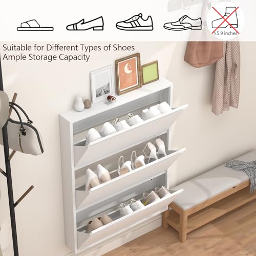 GREATMEET Shoe Rack,3 - color: Matt White, size: 3 Flip Drawers