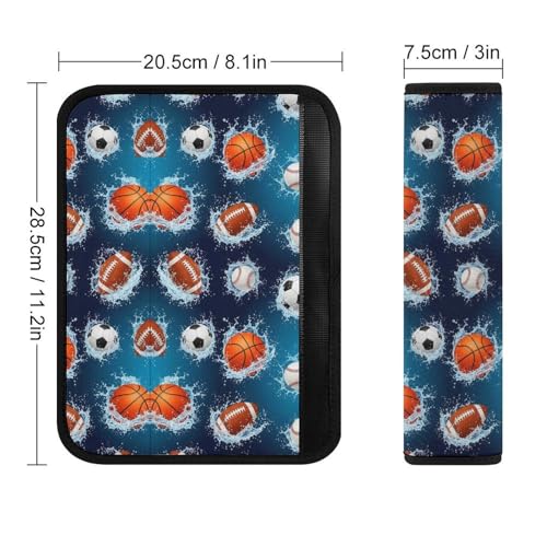 2 Pack Sports Balls Basketball Baseball Football Soccer Car Seat Belt Pad Soft Padded Seat Belt Cushion for Child, Stroller Pushchair High Chair, Shock Absorption - color: Pattern 175
