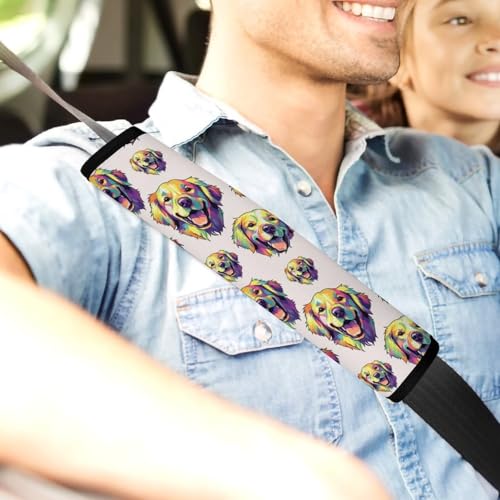 2 Pack Golden Retriever Dog Car Seat Belt Pad Universal Soft and Comfortable Harness Pads Strap for Adult Use, Most Cars, Easy Install (No Tool) - color: Pattern 679