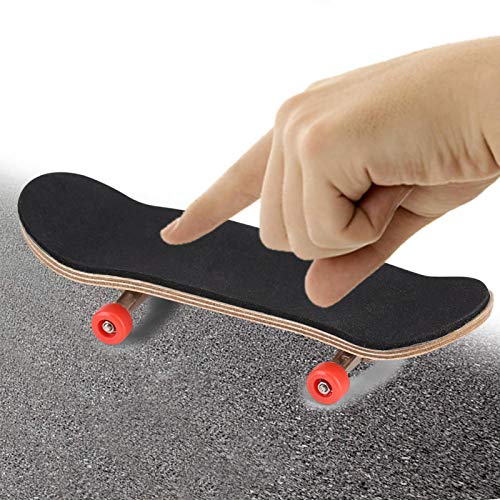 HURRISE Wooden Finger Skateboard, Maple Alloy Mini Skateboard, Red, Stress Relief Gift for Adults and Kids - color: Red